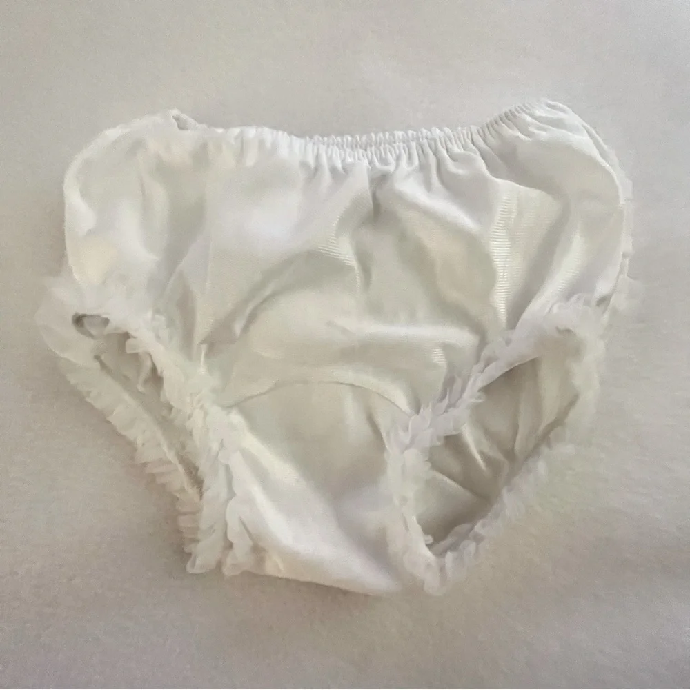White Diaper Cover with Frilly Bottom